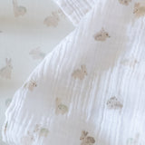 Organic Cotton Muslin Swaddle - Hoppy Bunny