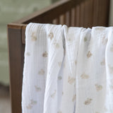 Organic Cotton Muslin Swaddle - Hoppy Bunny