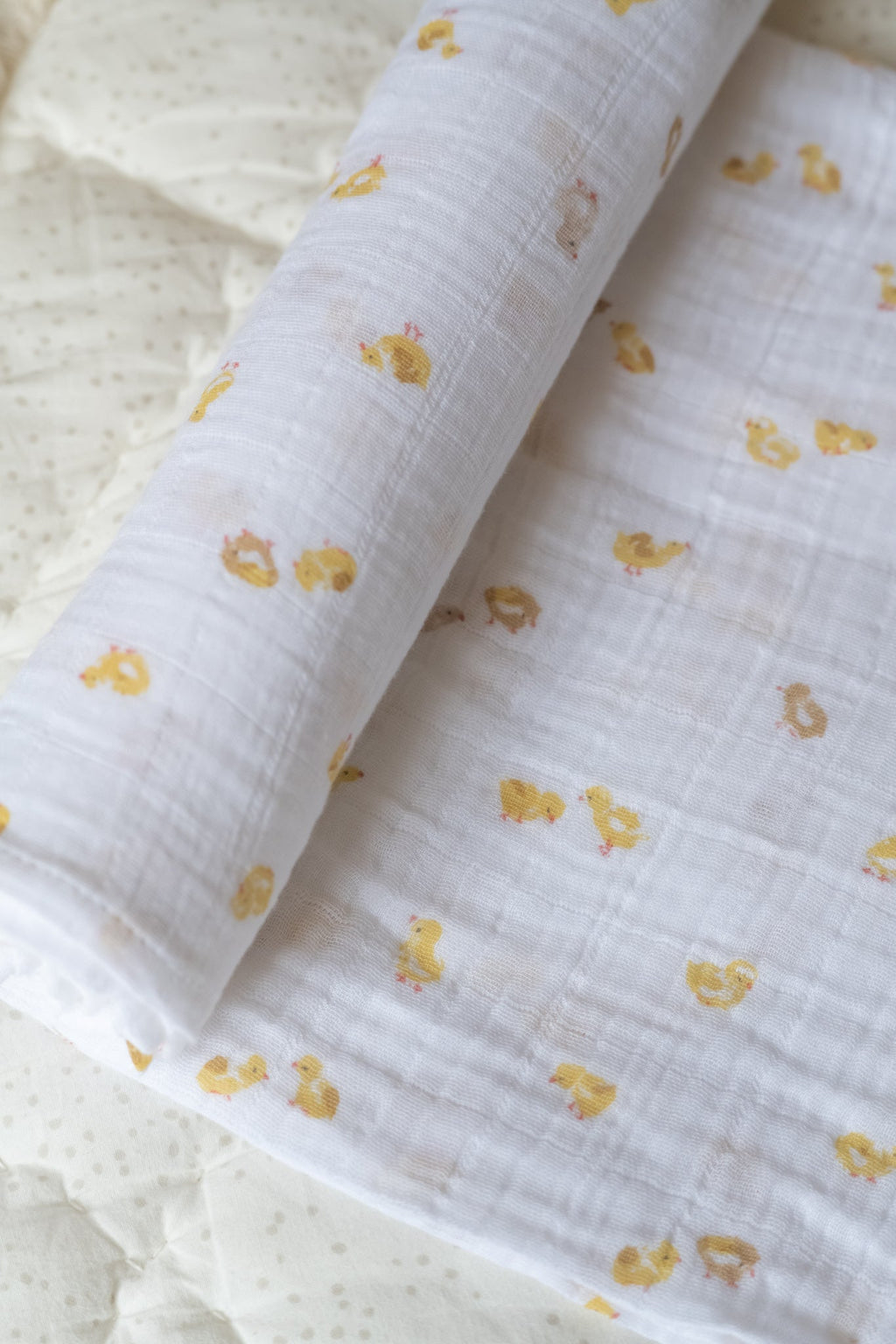 organic cotton muslin swaddle cheerful chick