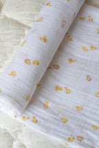 organic cotton muslin swaddle cheerful chick