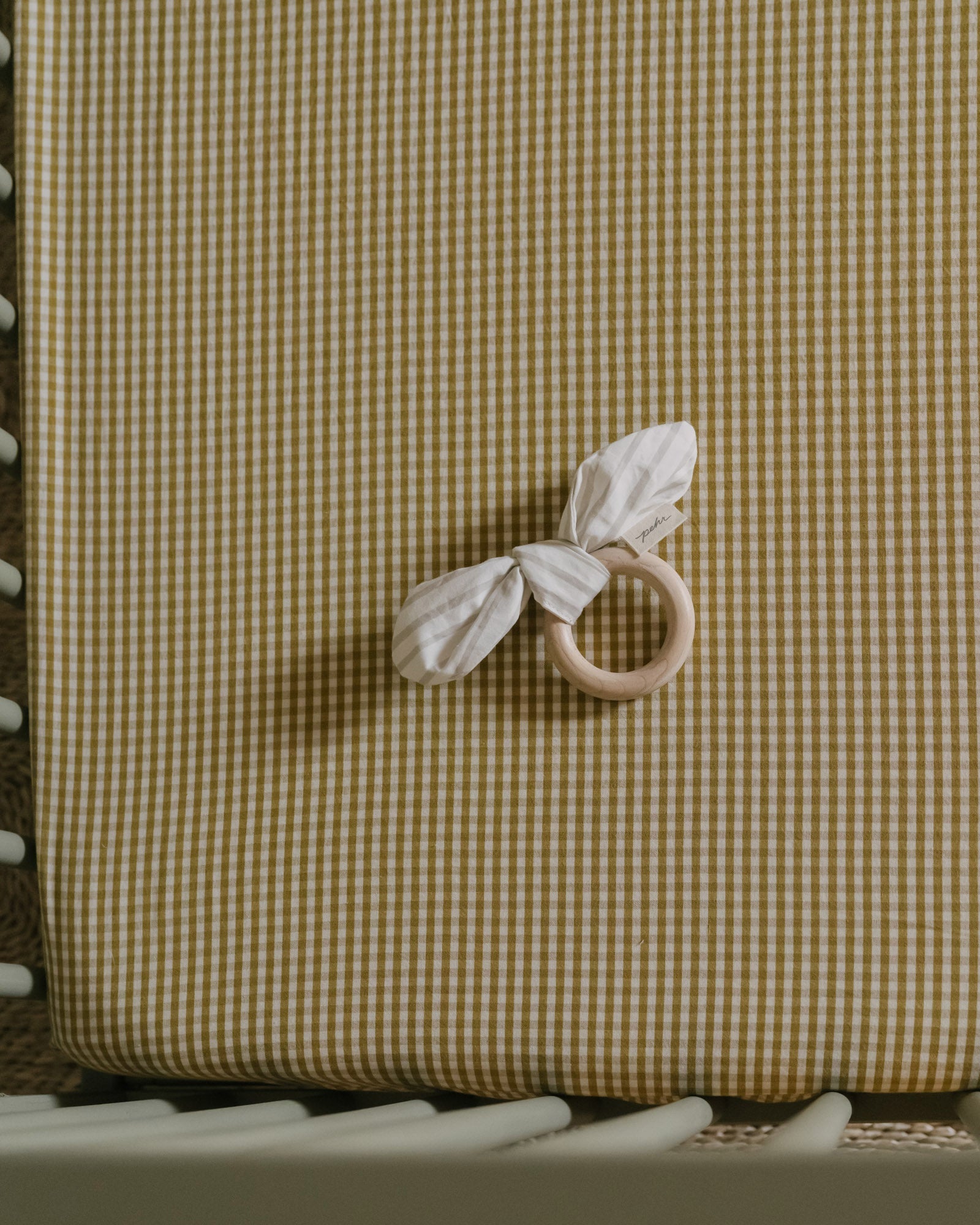 Gingham Crib Sheet - Dijon