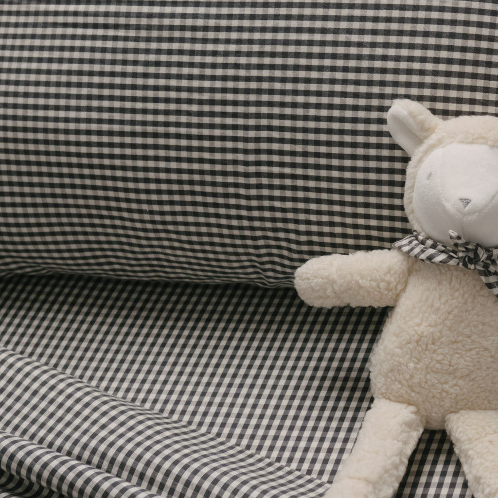 kids gingham kids bedding sheet set indigo