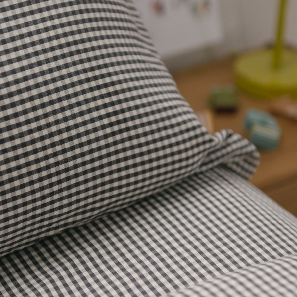 kids gingham kids bedding sheet set indigo
