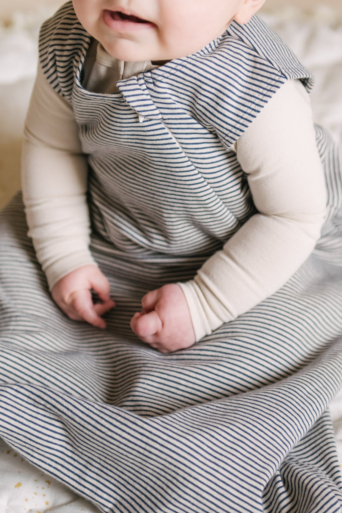sailor stripe front zipper 1.0 tog sleep bag ink