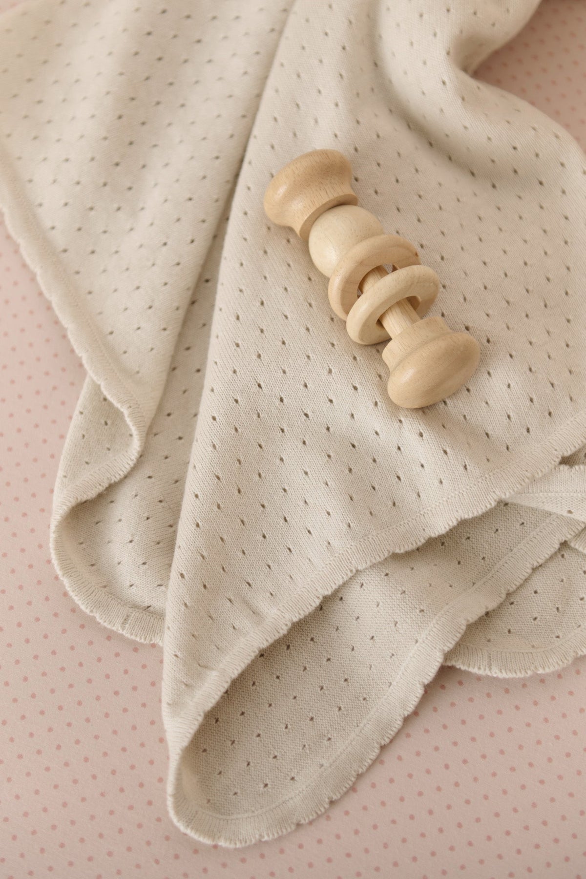 pointelle knit blanket natural