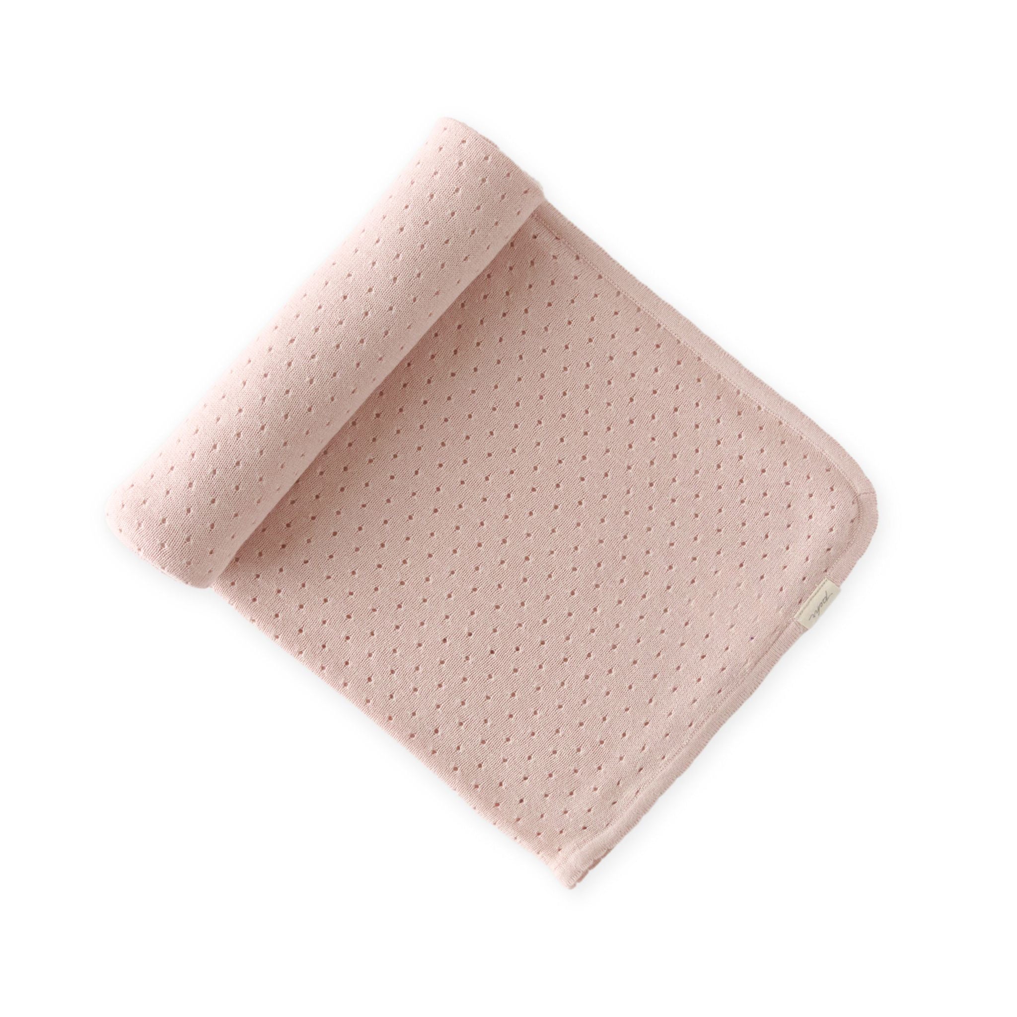Pointelle Knit Blanket - Soft Peony