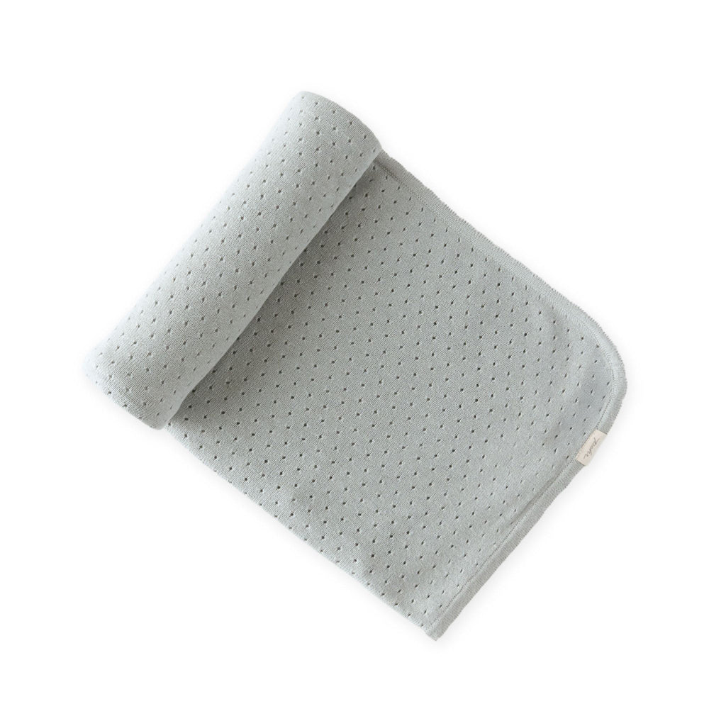 pointelle knit blanket soft sea in blues pattern