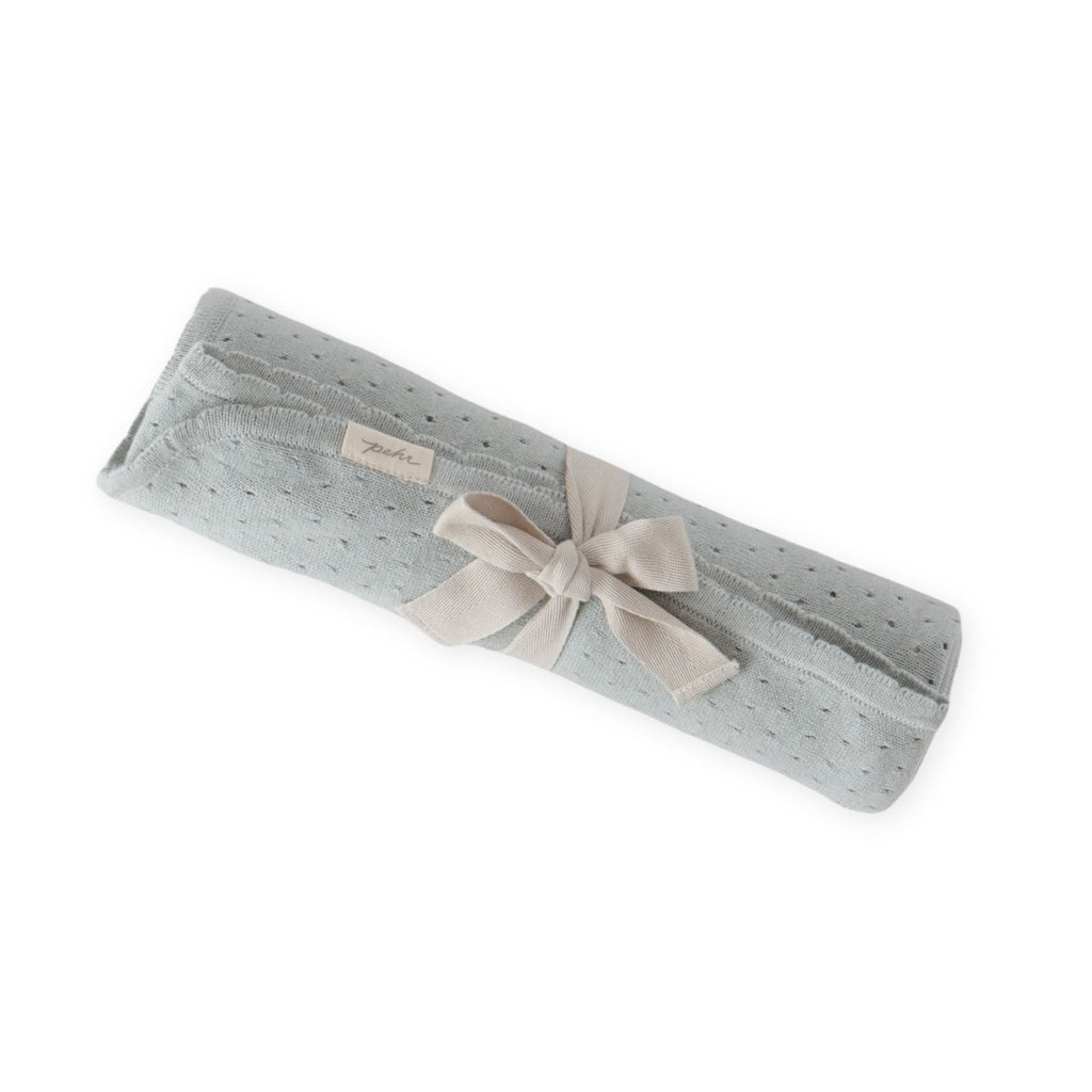 pointelle knit blanket soft sea