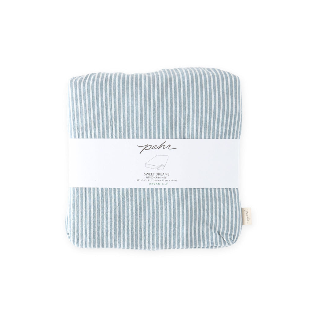 seersucker crib sheet marine blue
