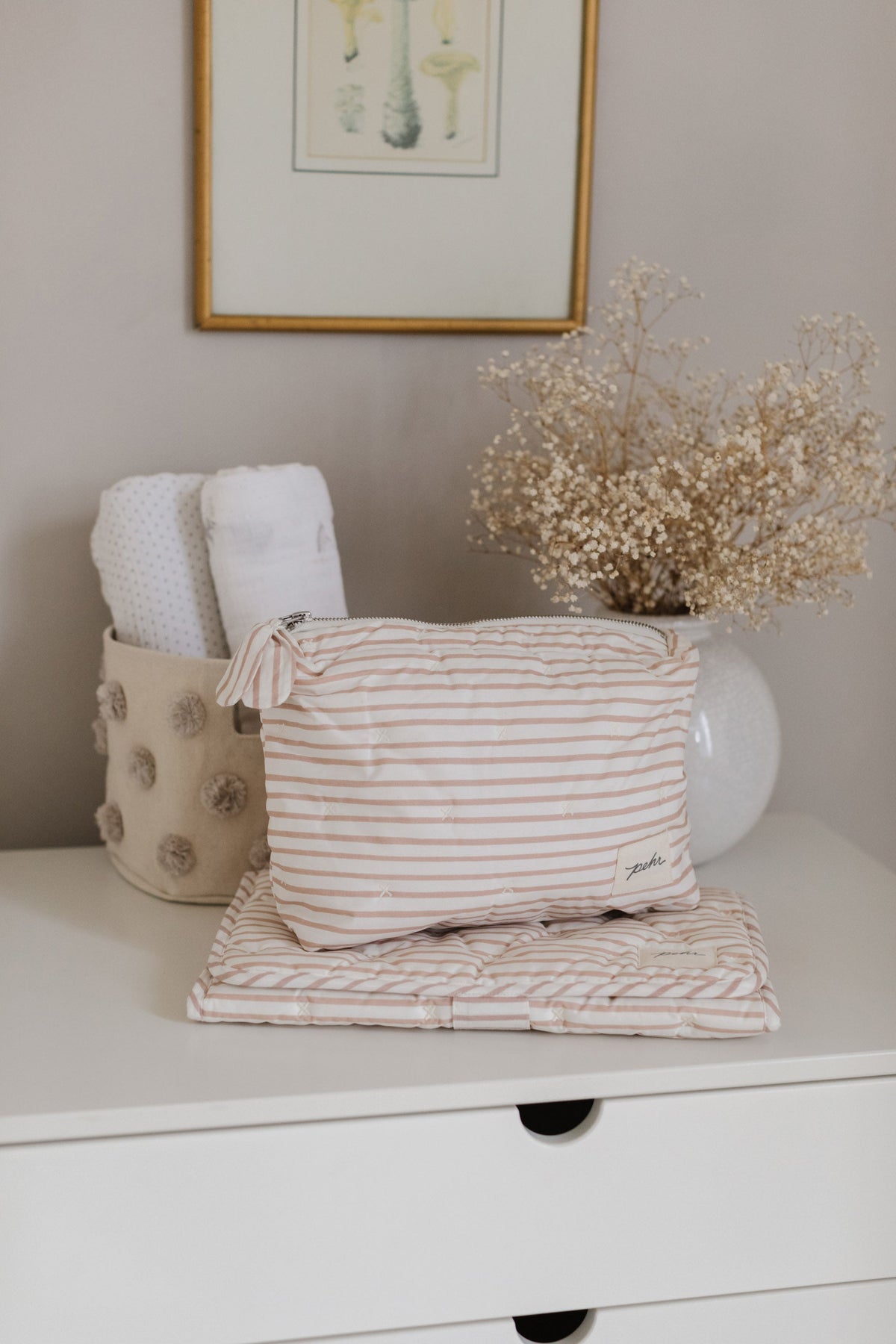striped on the go portable changing pad stripes away rose pink