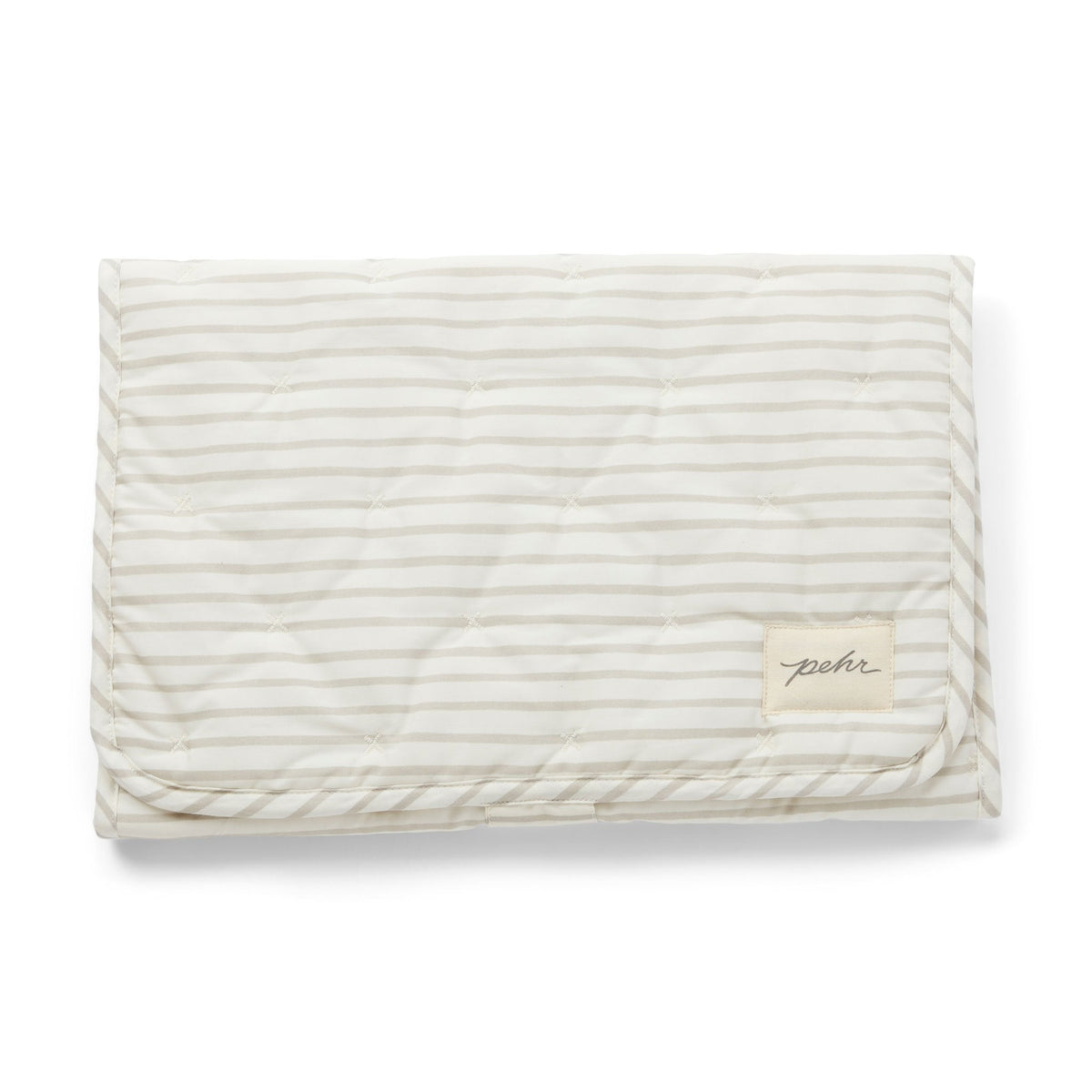 striped on the go portable changing pad stripes away pebble grey in neutrals pattern