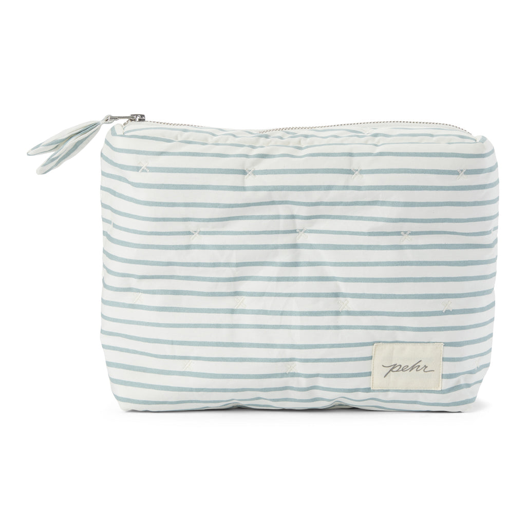 on the go pouch stripes away deep sea in blues pattern