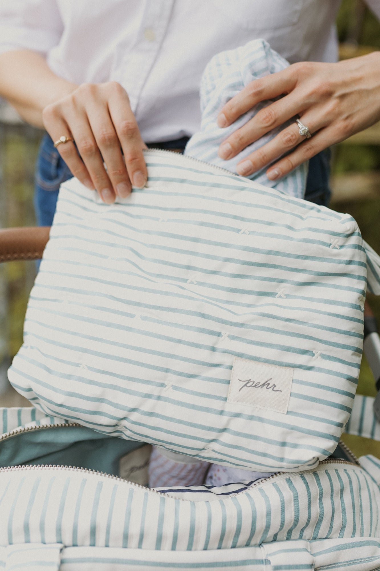 On The Go Pouch - Stripes Away Deep Sea