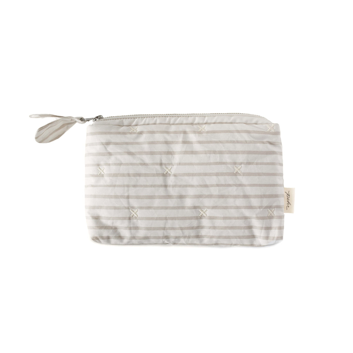 on the go mini pouch stripes away pebble grey in neutrals pattern