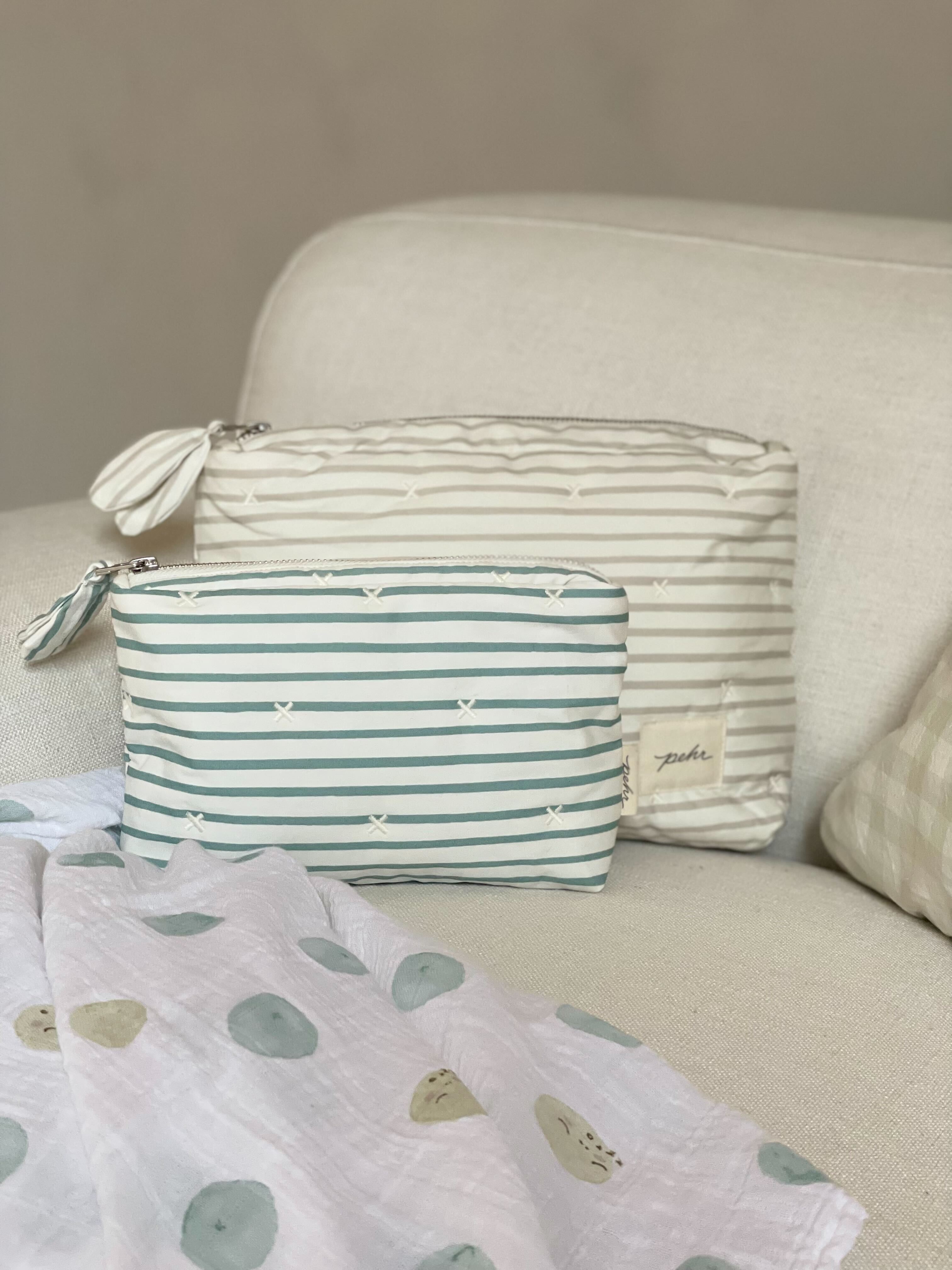 On The Go Mini Pouch - Stripes Away Pebble Grey