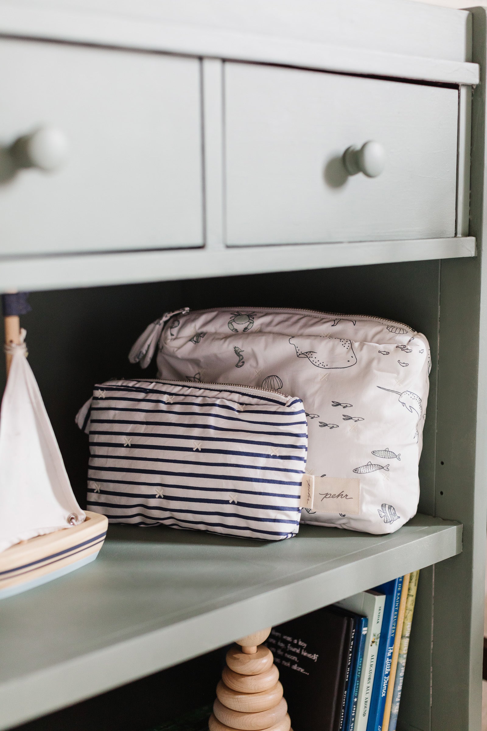 On The Go Mini Pouch - Stripes Away Ink Blue