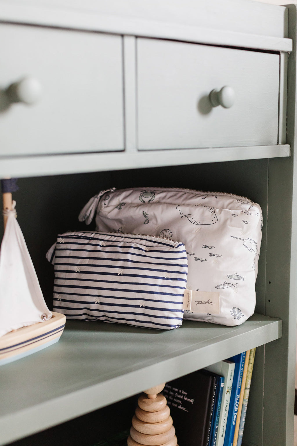 on the go mini pouch stripes away ink blue
