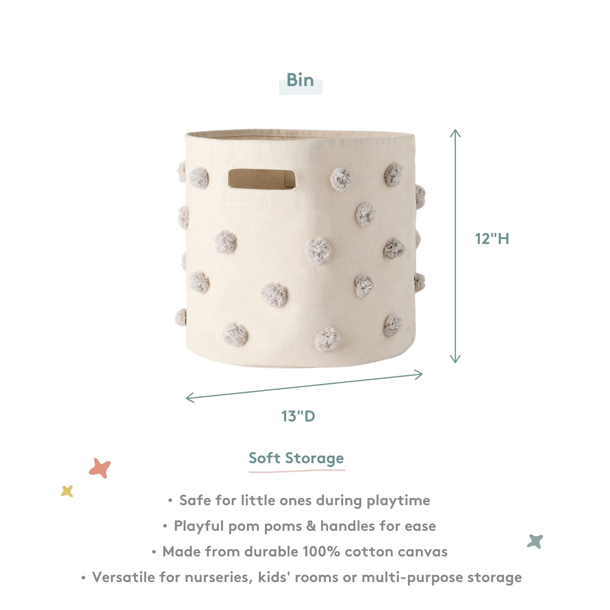 Pom Pom Basket - Bin - Grey