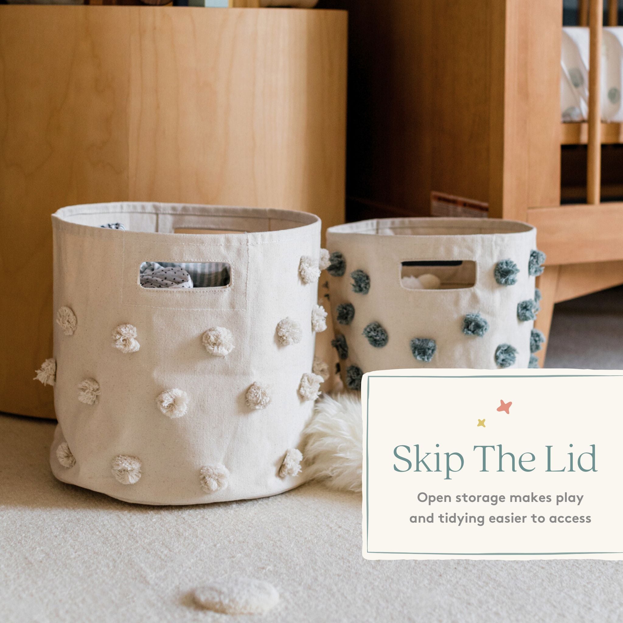 Pom Pom Basket - Bin - Natural