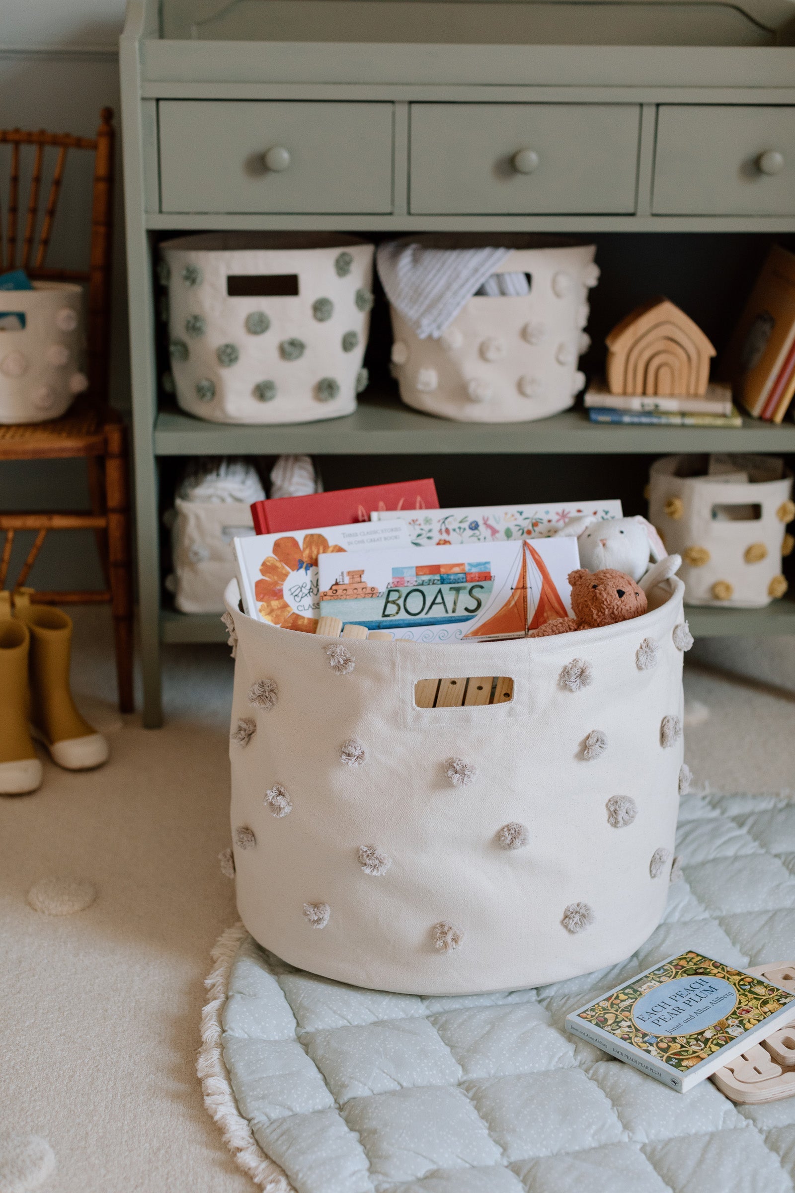 Pom Pom Basket - Drum - Grey