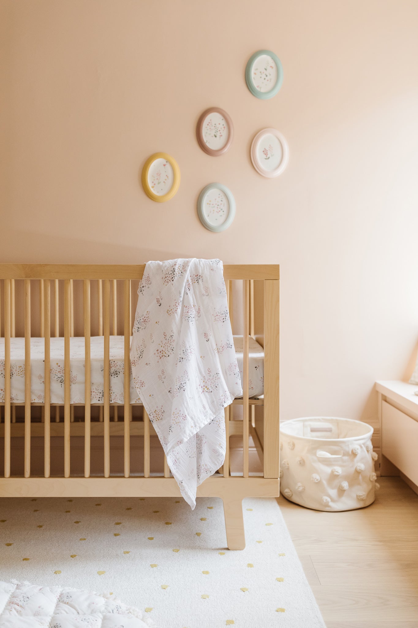 Pom Pom Basket - Drum - Natural