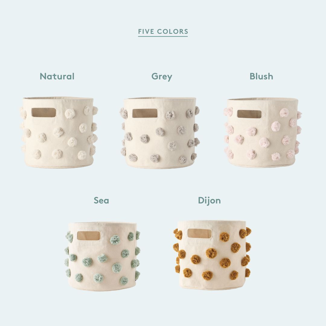 Pom Pom Basket - Hamper - Grey