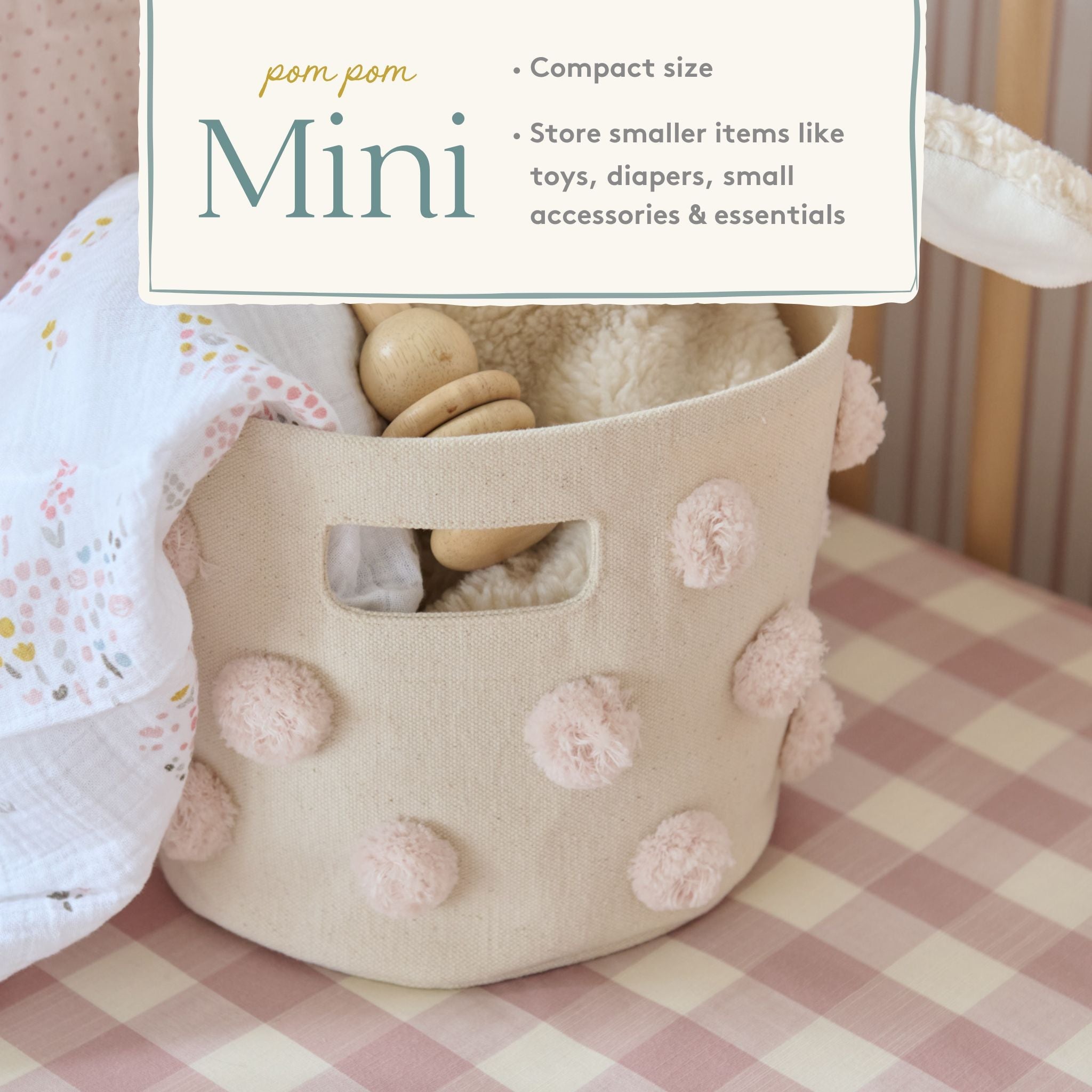 Pom Pom Basket - Mini - Blush