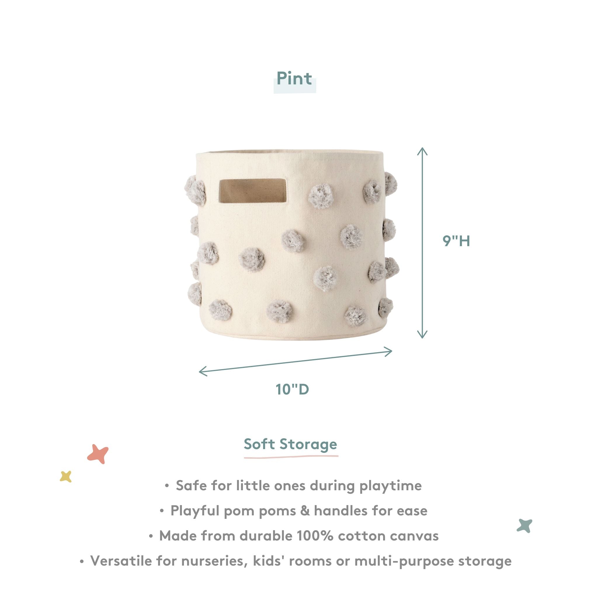 Pom Pom Basket - Pint - Grey