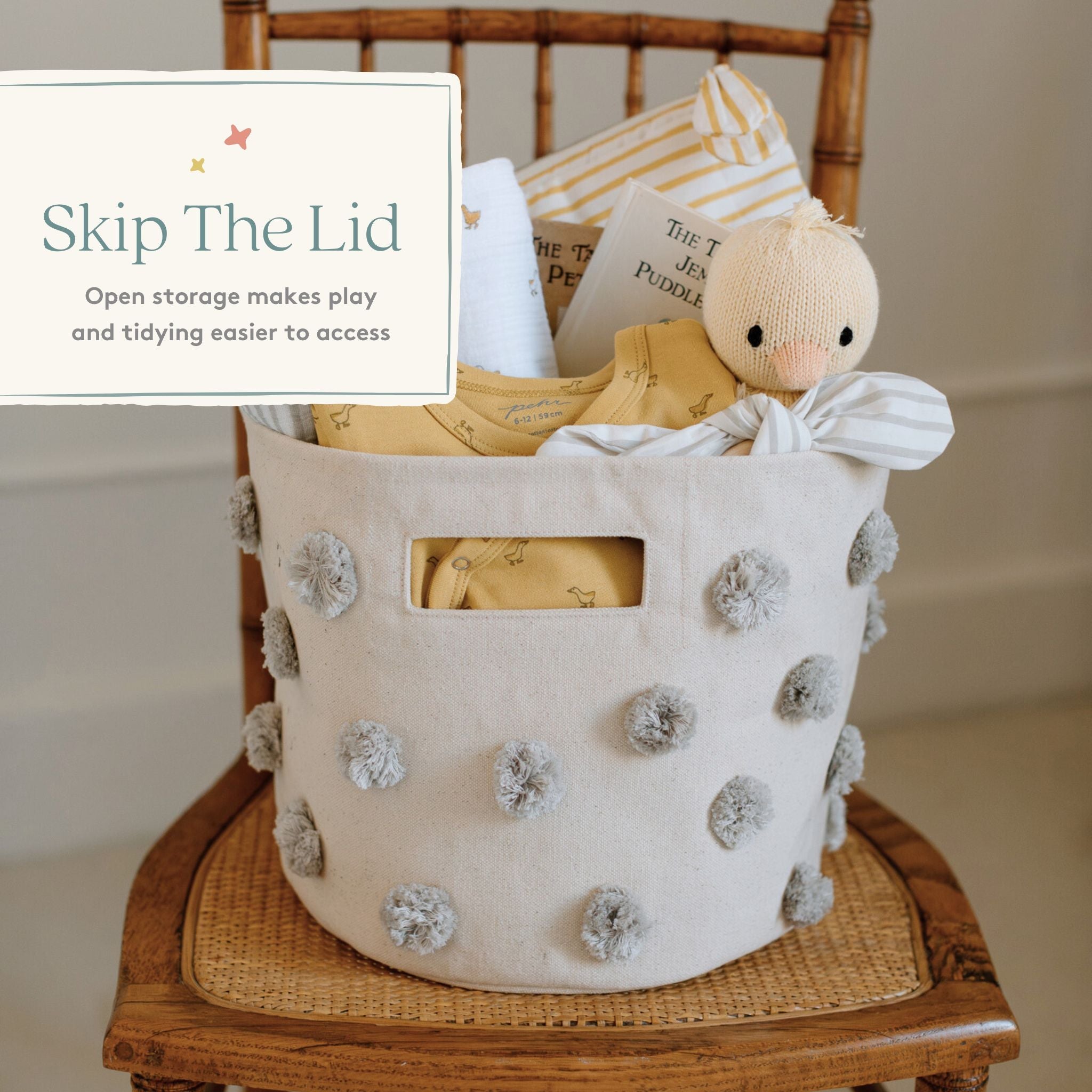 Pom Pom Basket - Pint - Grey