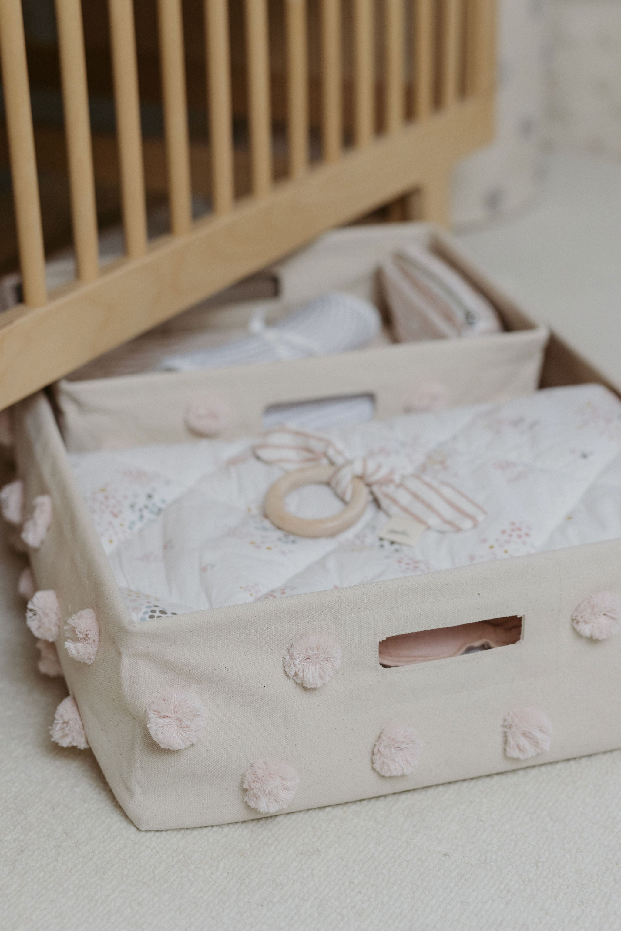 Pom Pom Basket-Hideaway - Blush