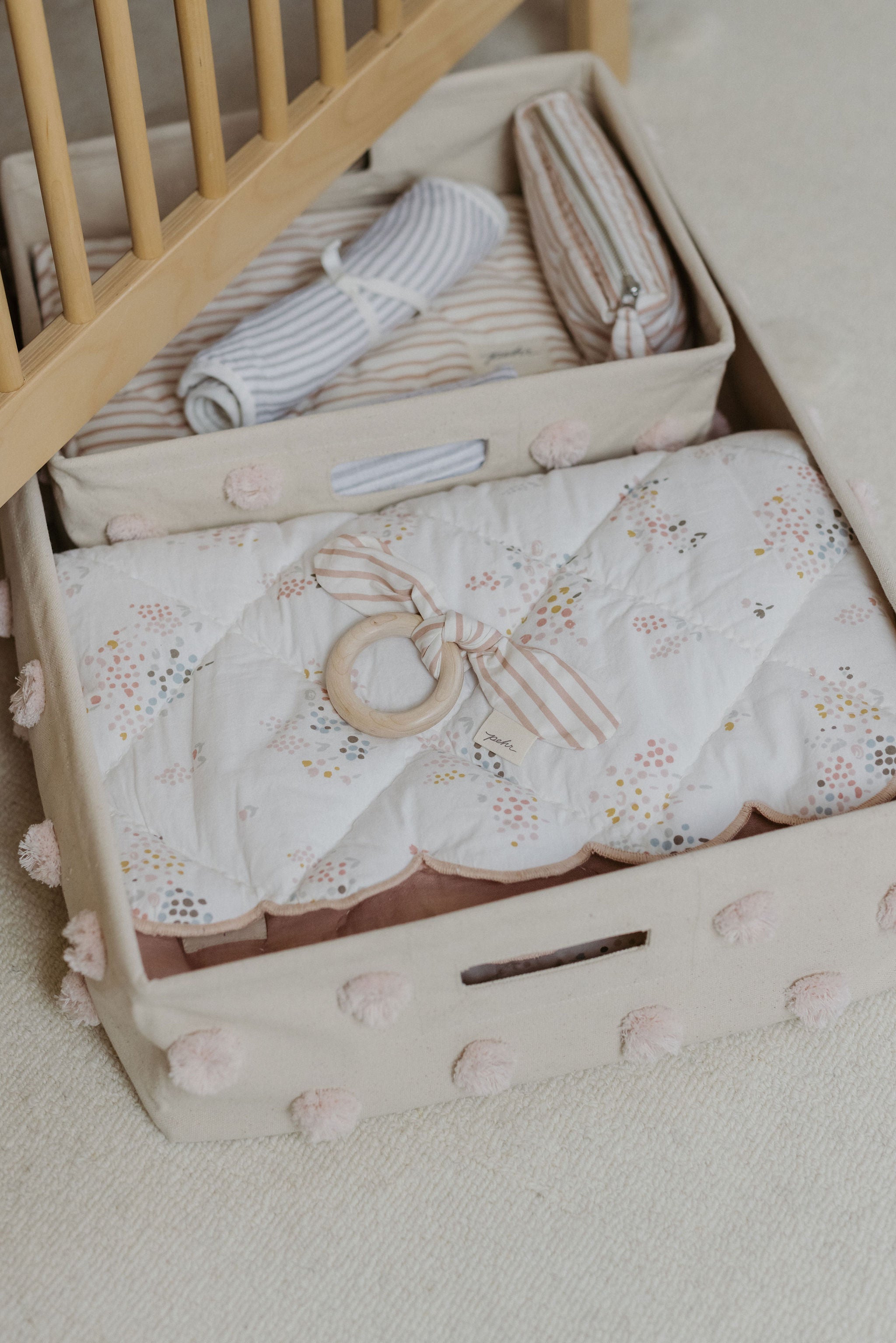 Pom Pom Basket-Hideaway - Blush
