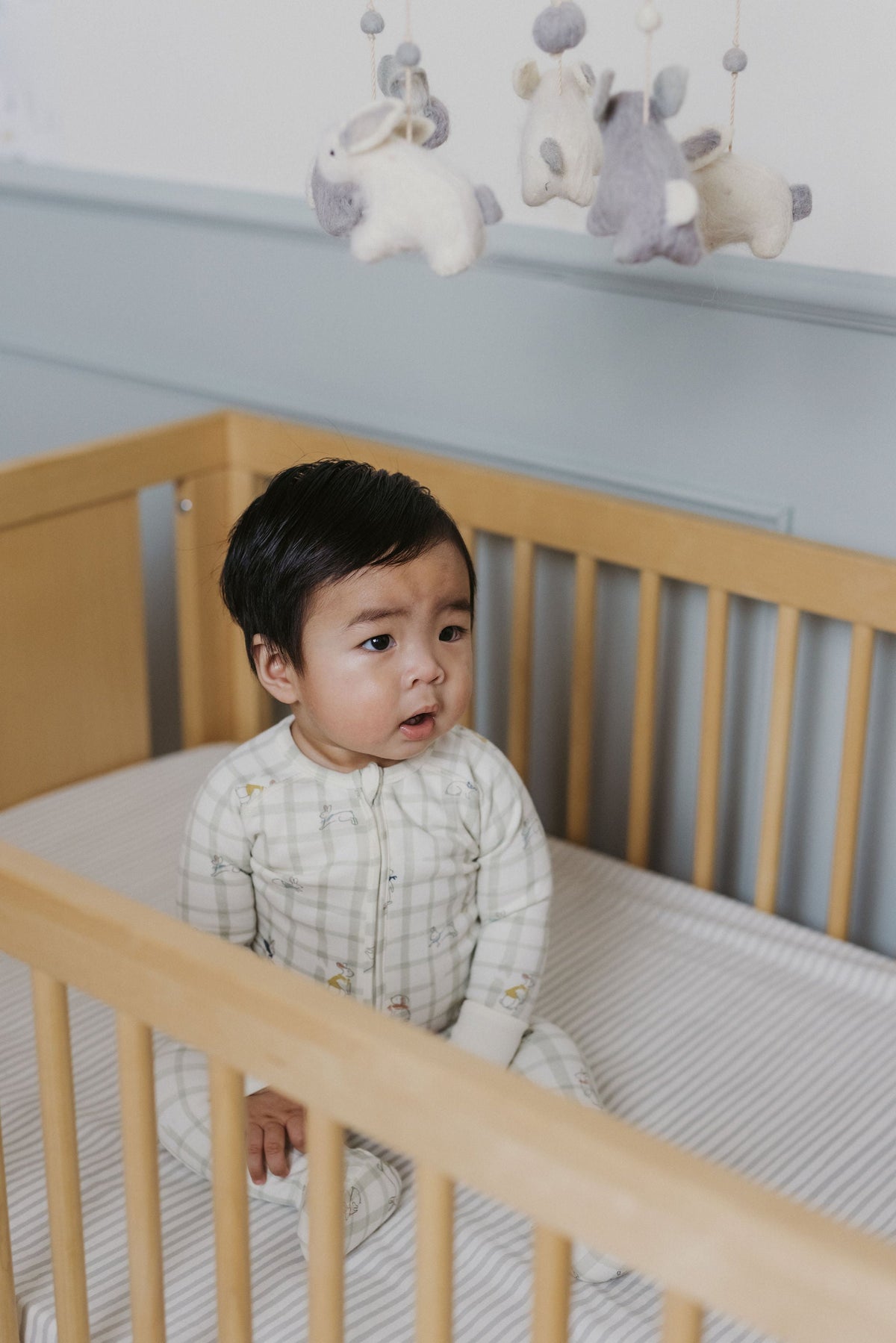 striped crib sheet stripes away pebble grey