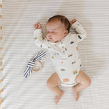 Striped Crib Sheet - Stripes Away Pebble Grey