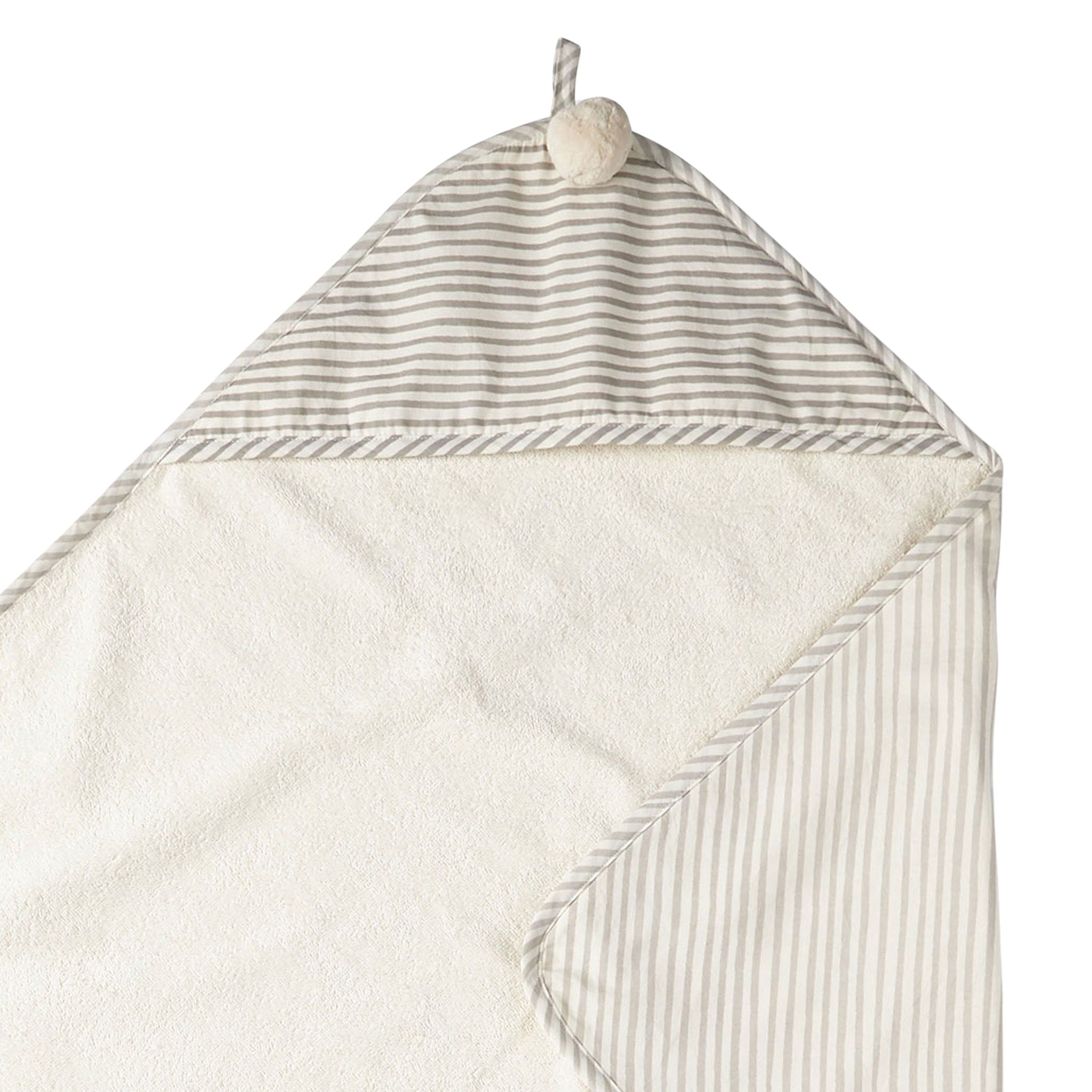 striped hooded towel stripes away pebble grey