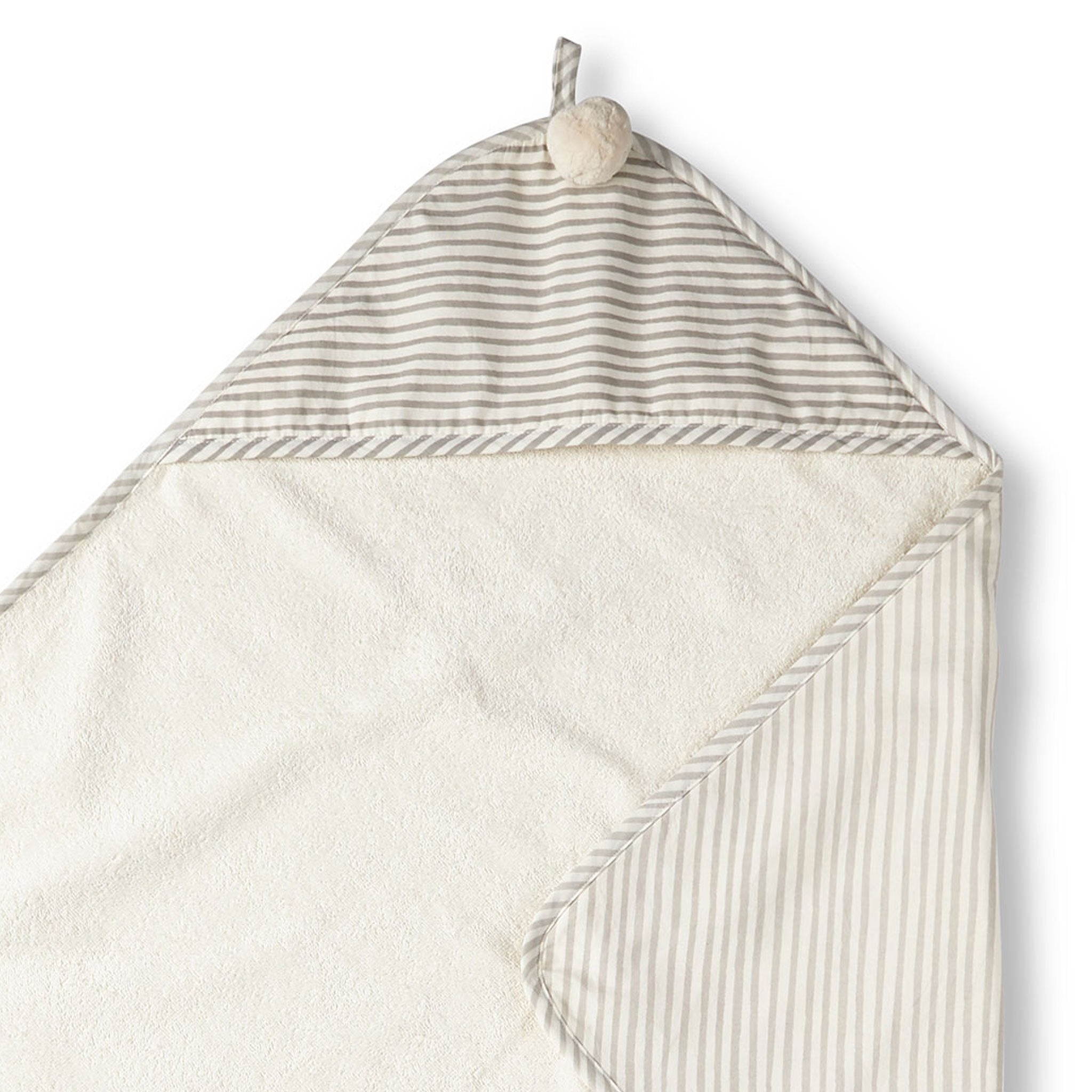 striped hooded towel stripes away pebble grey in neutrals pattern