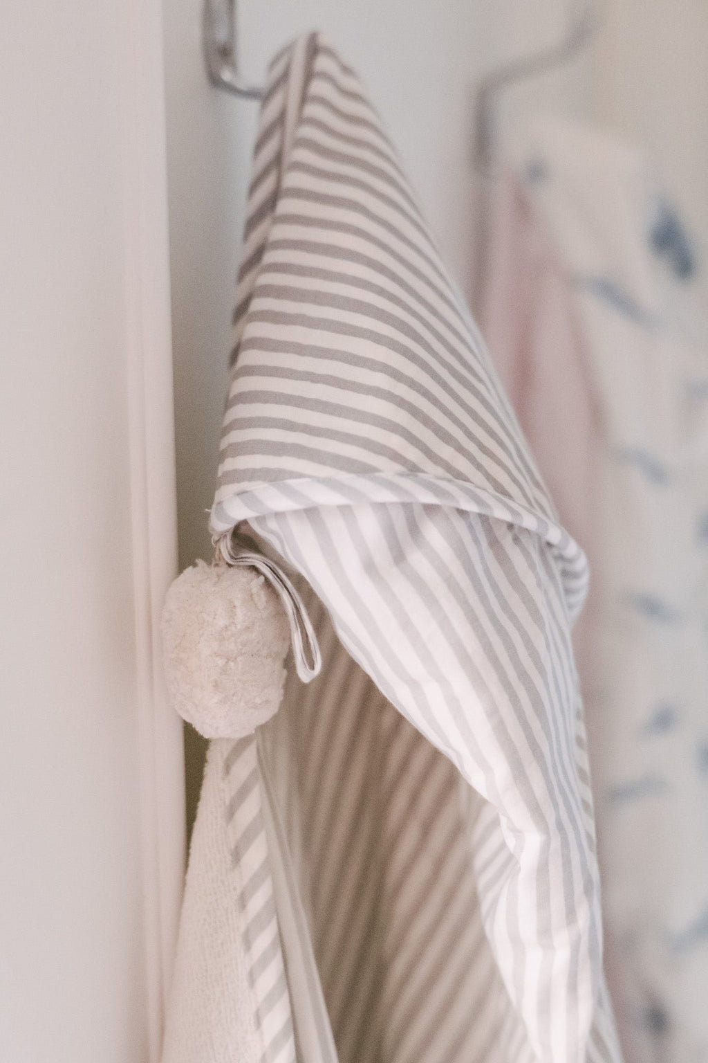striped hooded towel stripes away pebble grey