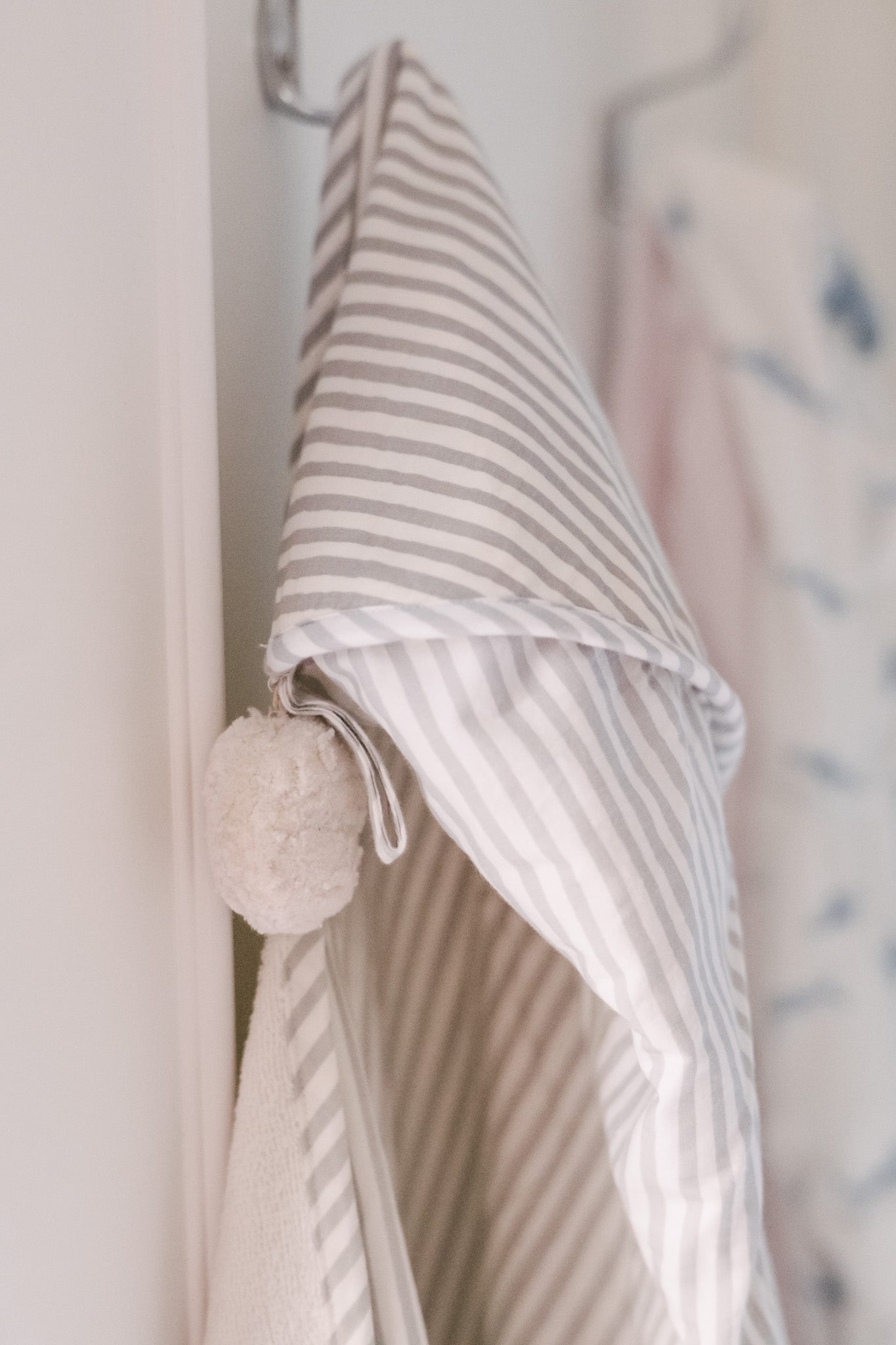 striped hooded towel stripes away pebble grey