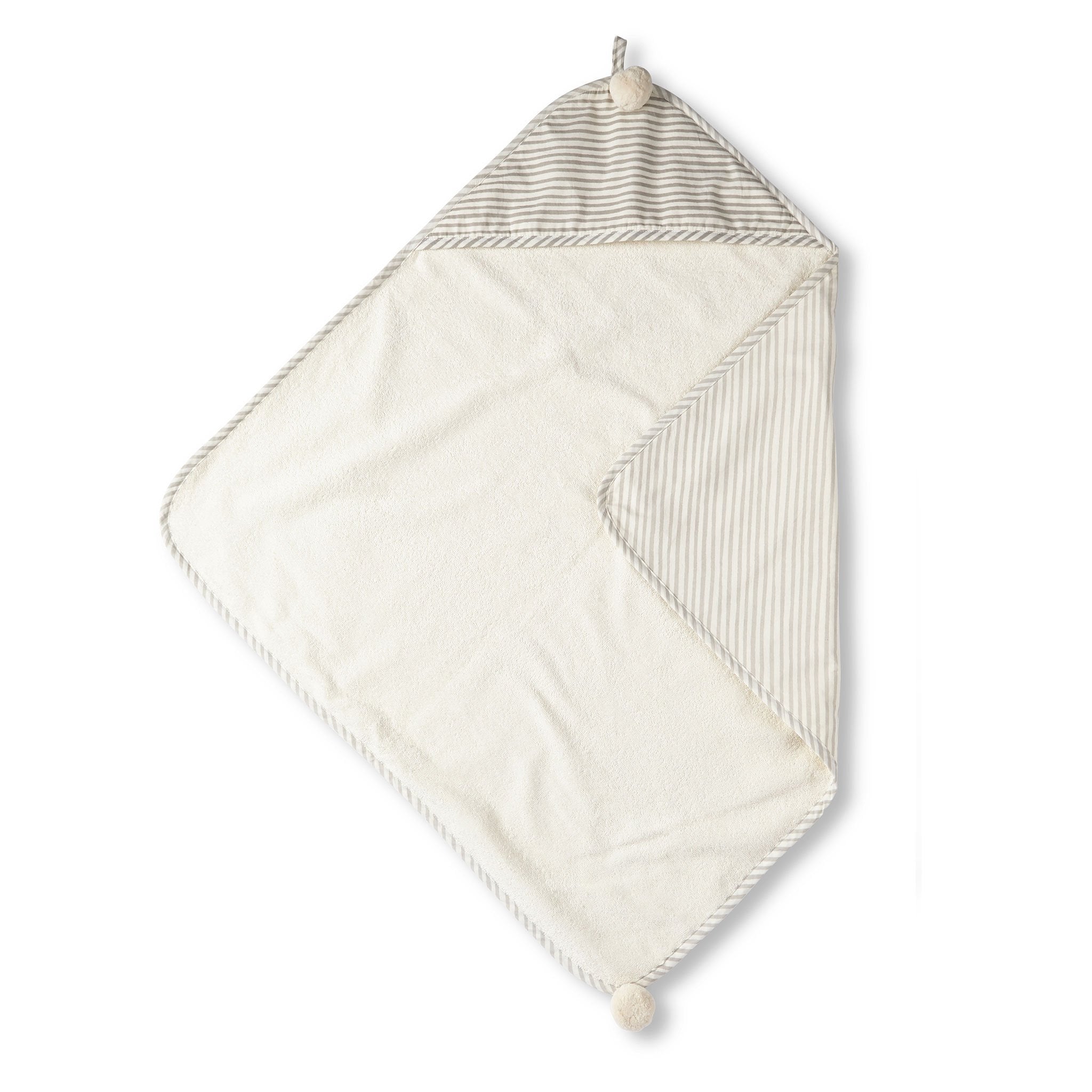 striped hooded towel stripes away pebble grey