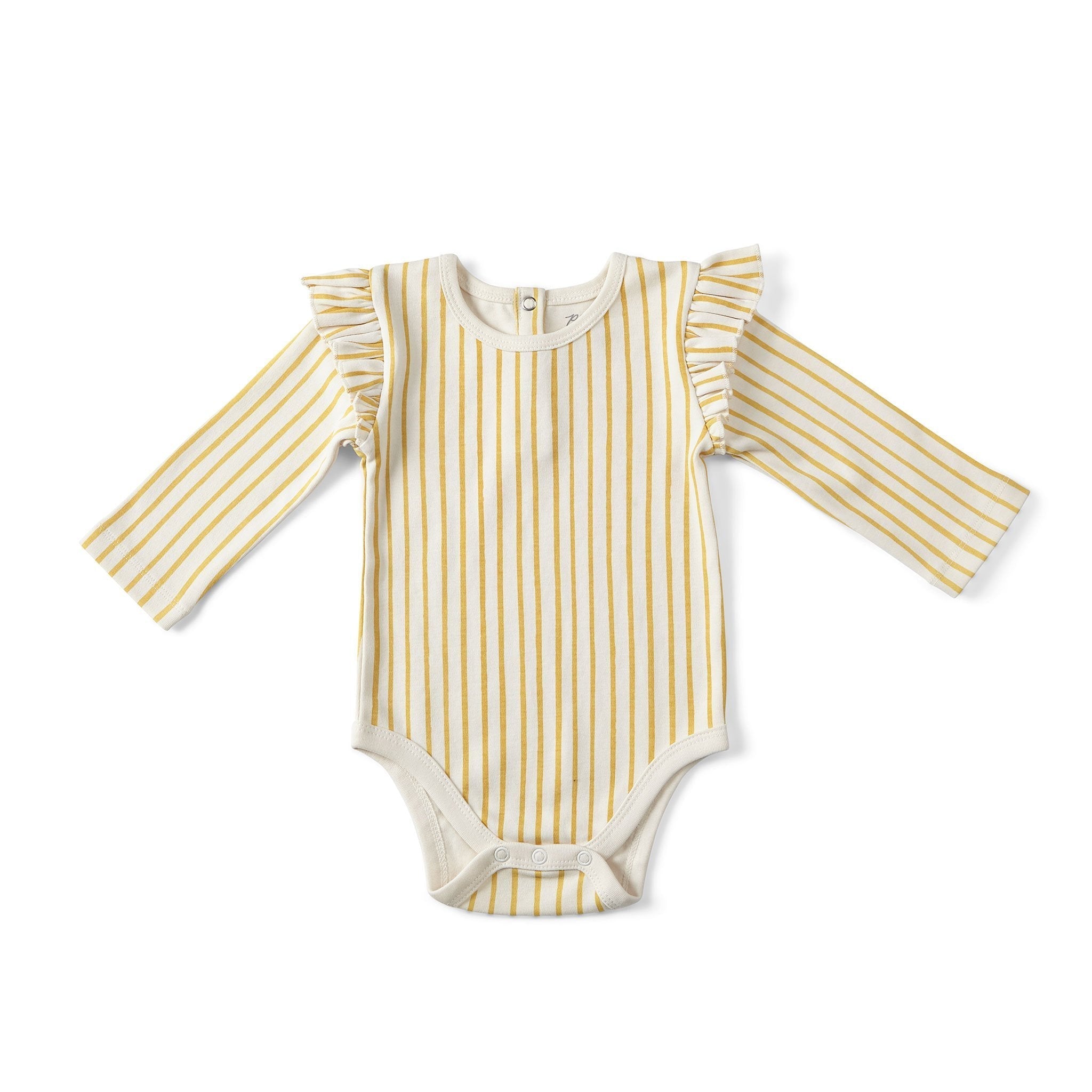 Sleeveless Ruffle One-Piece - Stripes Away Marigold