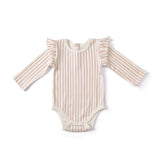 Long Sleeve Ruffle One-Piece - Stripes Away Peony