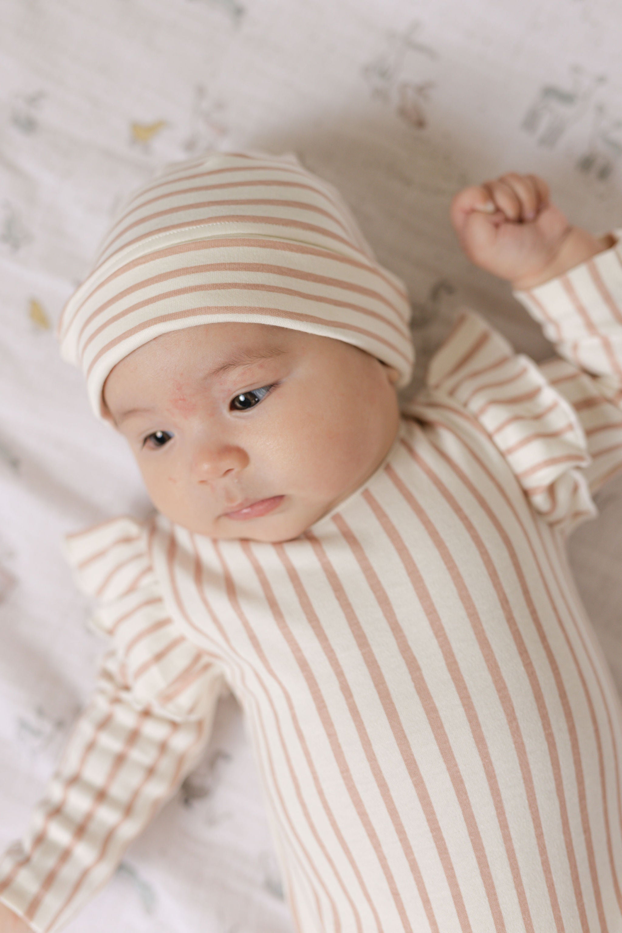 Sleeveless Ruffle One-Piece - Stripes Away Peony