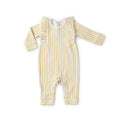 baby ruffle romper stripes away marigold in yellows pattern