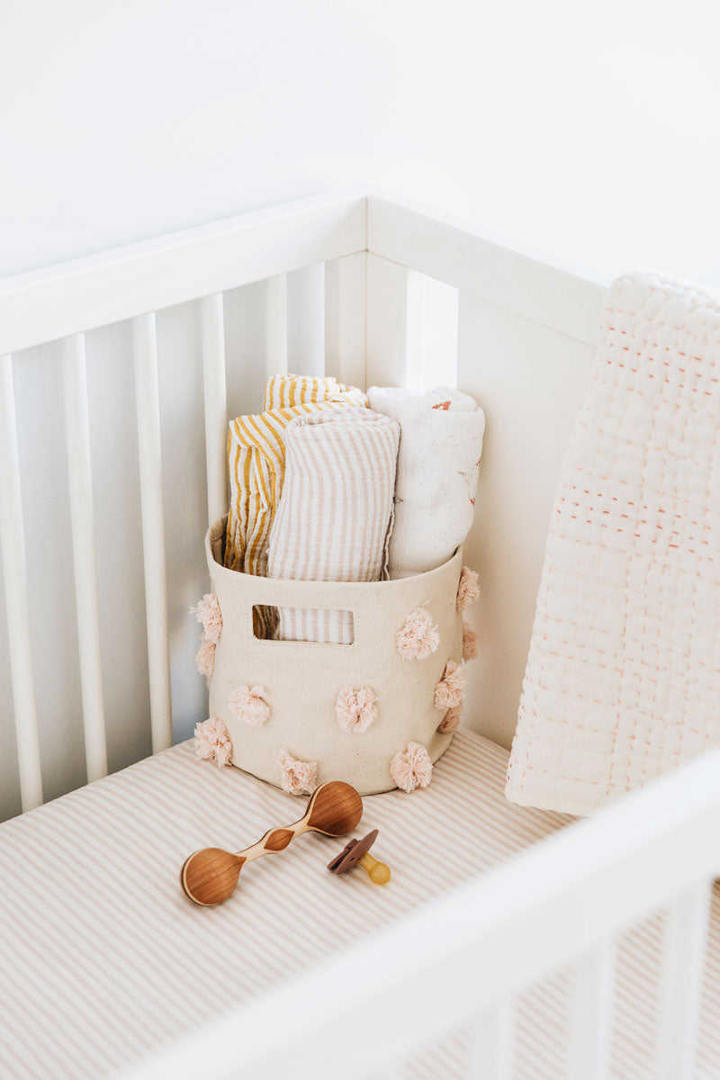 Organic Cotton Muslin Striped Swaddle - Stripes Away Petal