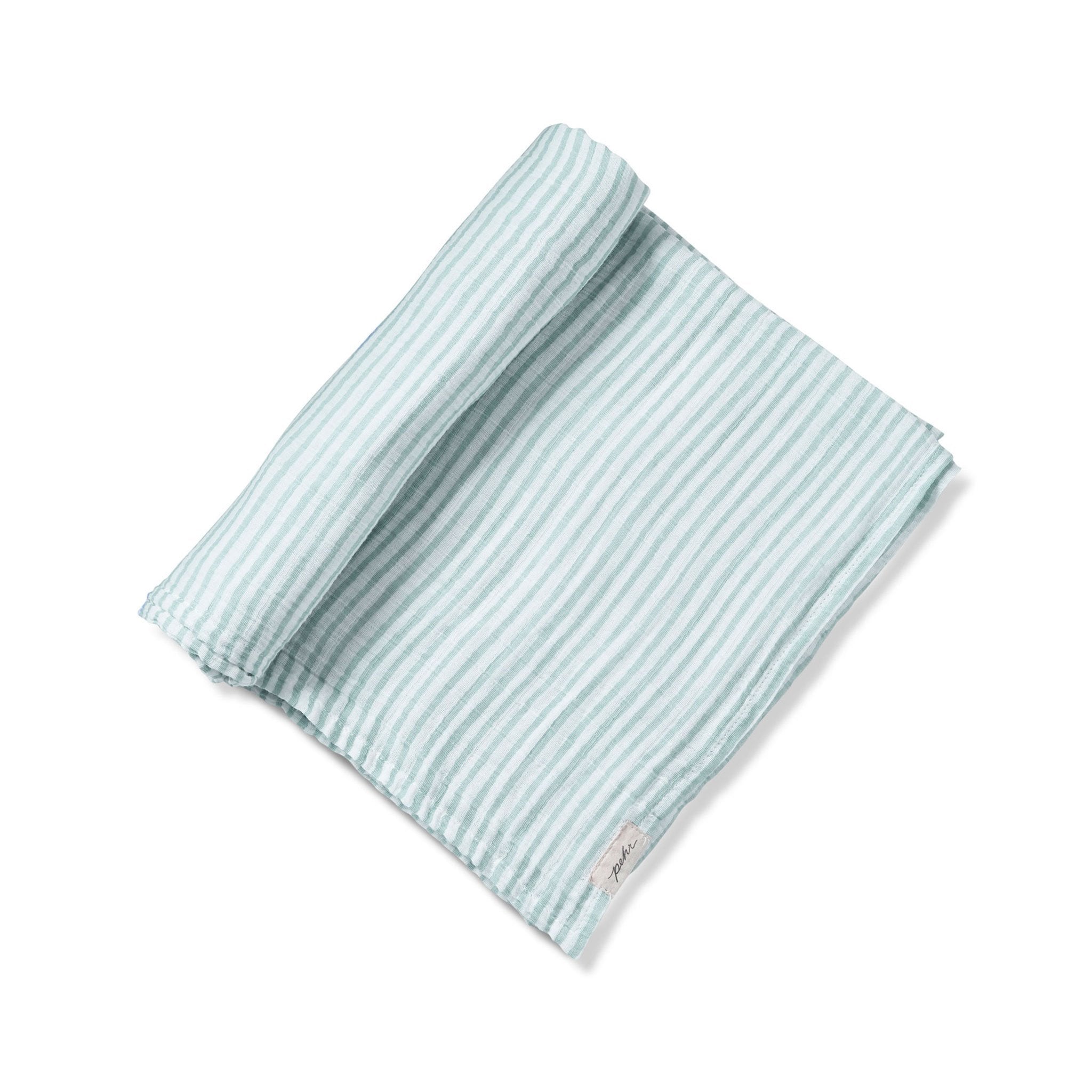 Organic Cotton Muslin Striped Swaddle - Stripes Away Sea
