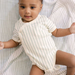 Organic Cotton Muslin Striped Swaddle - Stripes Away Pebble Grey