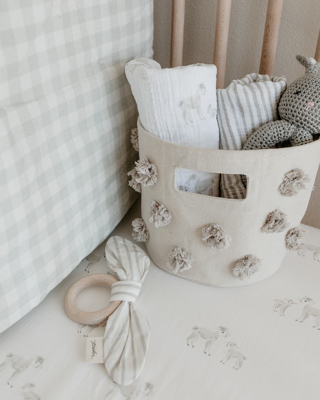 Organic Cotton Muslin Striped Swaddle - Stripes Away Pebble Grey