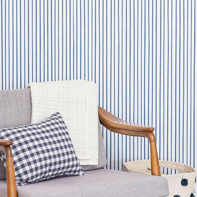Chasing Paper X Pehr Wallpaper - Stripes Away Ink Blue