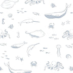 chasing paper x pehr wallpaper life aquatic in blues pattern