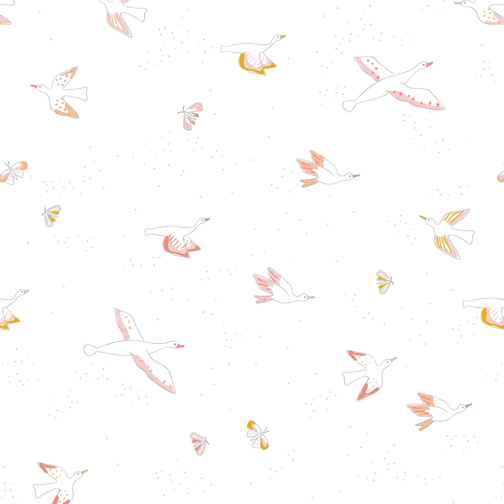 chasing paper x pehr wallpaper birds of a feather in pinks pattern