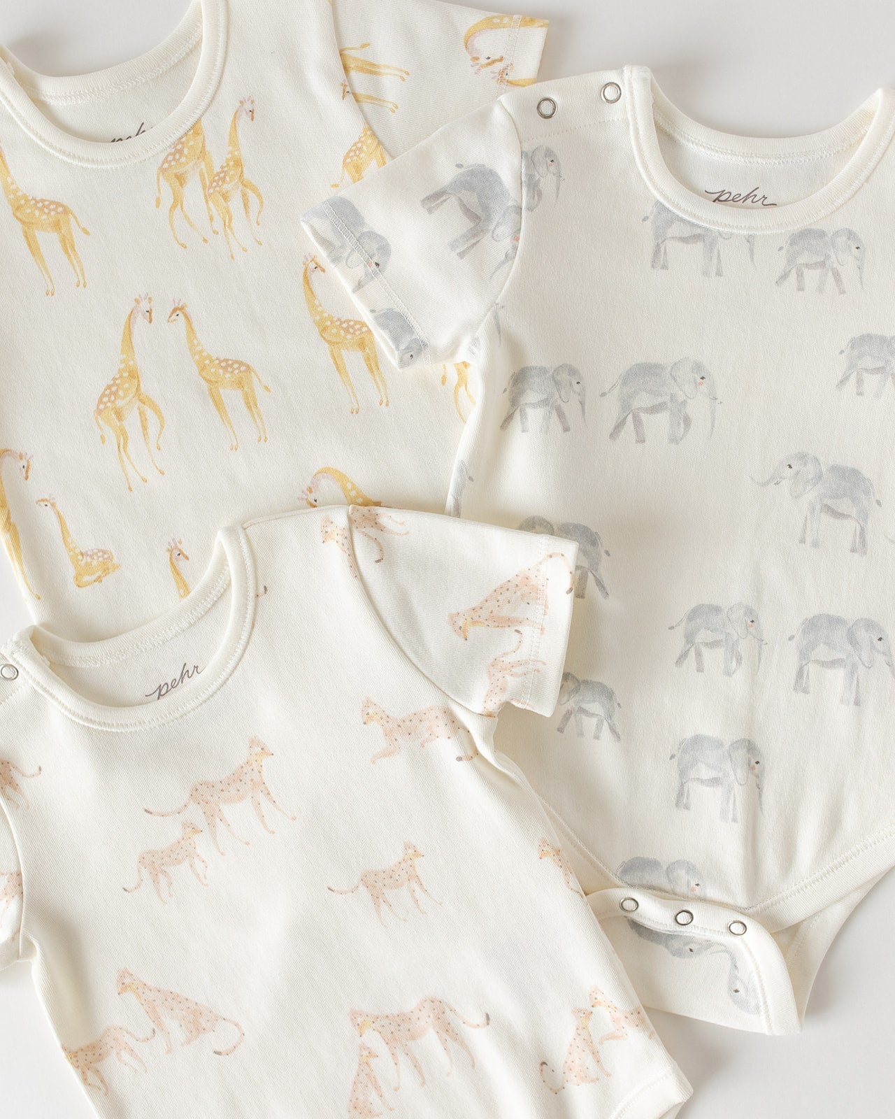 Short Sleeve Shoulder Snap One-Piece - Follow Me Elephant